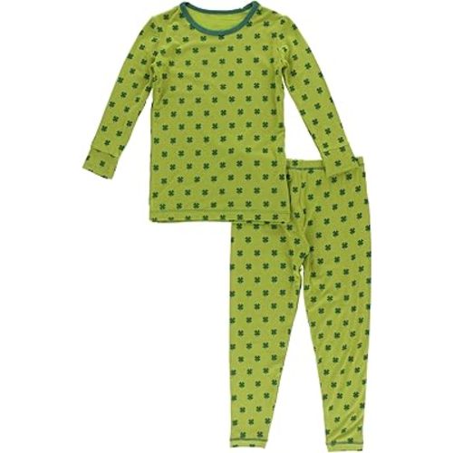 KicKee Pants St. Patrick’s Pajama Set in Long Sleeve Tee, Four Leaf Clover, Snug Fitting PJs (Meadow Clover - 12-18 mo): Clothing, Shoes & Jewelry