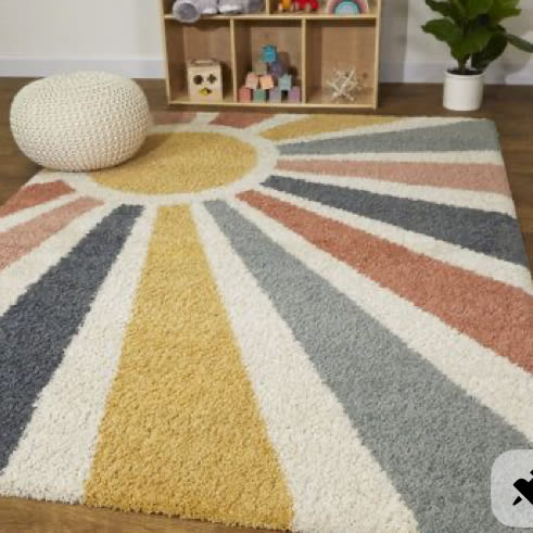 Deovian Sunshine Rainbow Shag Rug
