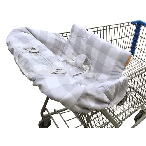 2-in-1 Cushy Cart Cover and High Chair Cover | Universal Fit | Includes Storage Pouch (Buffalo Check)