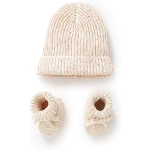 Hadetoto Baby Hat and Booties Set Newborn Babe Knit Cozy Socks Shoes Warm Beanie Hat for Infant Boy Girl