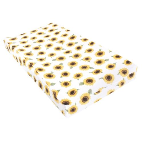 Hudson Baby Infant Girl Changing Pad Cover, Sunflower, One Size