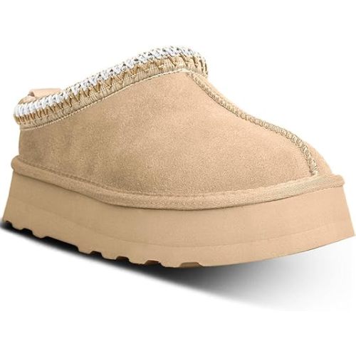 Women's Platform Mini Boots Slippers for Women Indoor Slippers Slip on Fur Fleece Lined Suede Short Ankle Boots