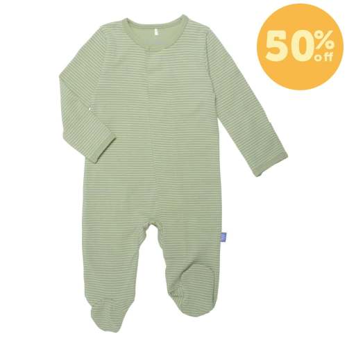 green tea skinny stripe CloudStretch™ magnetic footie – Magnetic Me