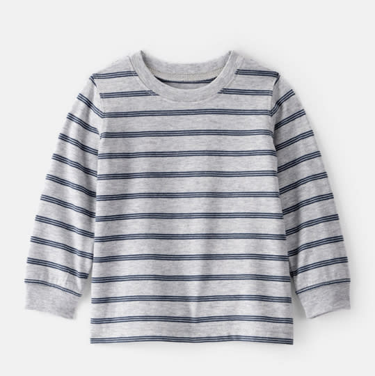 Baby Boy Striped Long-Sleeve Tee- Grey | Carter's
