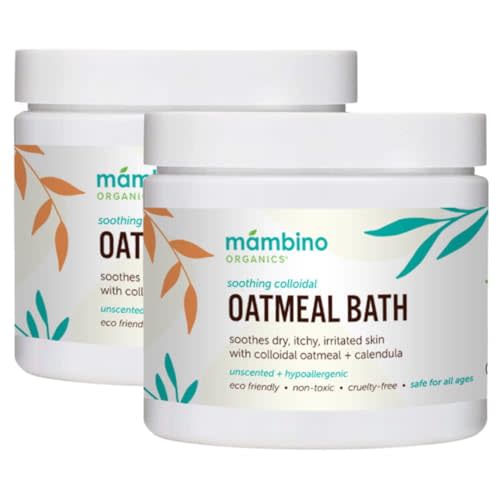 Organic Colloidal Oatmeal Bath Soak – 2-Pack Oatmeal Powder for Dry, Irritated, Itchy Skin Relief – Cruelty-Free, Vegan Handmade Bath Products for Adults Bath, Kids Bath, Baby Bath by Mambino Organics