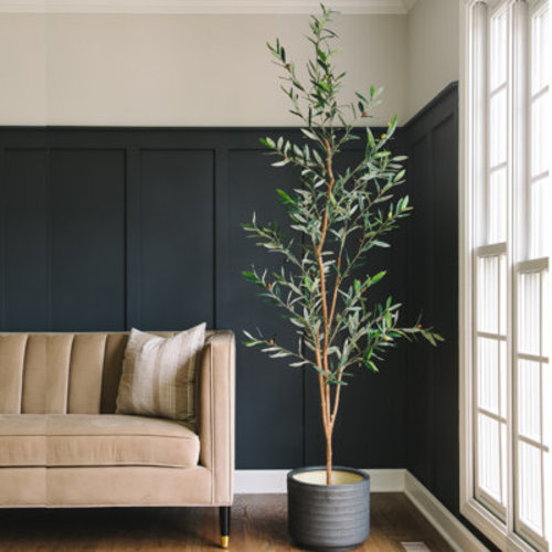 Primrue Adcock Faux Olive Tree in White Planter, Lifelike Fake Olive Plant for Indoor and Outdoor Decor | Wayfair