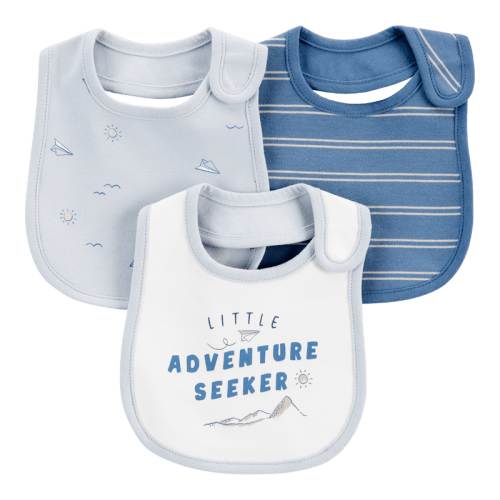 Blue/Ivory Baby 3-Pack Bibs | Carter’s Oshkosh Canada