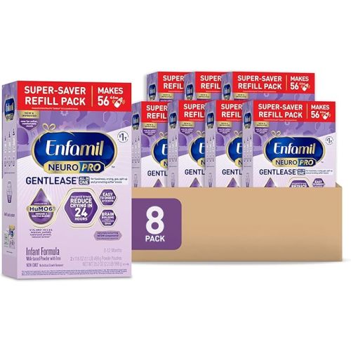 Enfamil NeuroPro Gentlease Baby Formula, Brain Building DHA, HuMO6 Immune Blend, Designed to Reduce Fussiness, Crying, Gas & Spit-up in 24 Hrs, Infant Formula Powder, Baby Milk, 35.2 Oz, Pack of 8