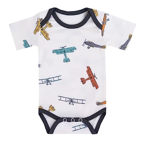 Copper Pearl Short Sleeve Bodysuit Baby: Ultra Soft Bodysuits for Newborns, Boys, Girls, and Infants - Stylish, Comfortable, Overlap Shoulders, Premium Knit Fabric - Ace, 6-12 Months