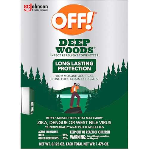 OFF! Deep Woods Mosquito and Insect Repellent Wipes, 25% DEET