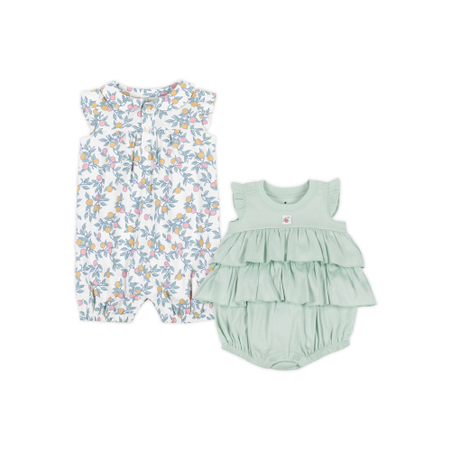 Little Star Organic Baby Girls 2Pk Rompers, Size Newborn-12 Months