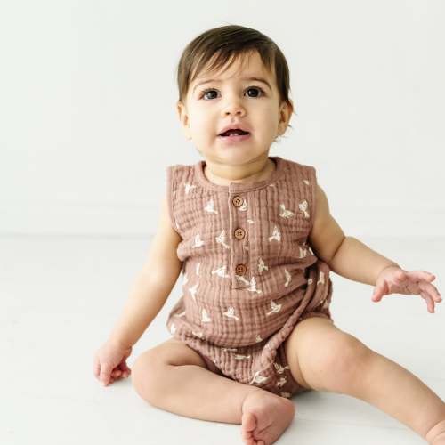 Organic Baby Bubble Onesie Muslin - Flock