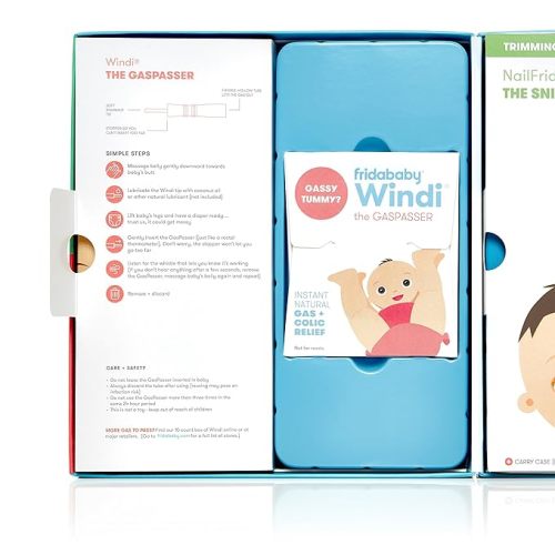 Frida Baby Basics Kit | Baby Essentials Kit Includes Nasal Aspirator Snotsucker, NailFrida Nail Files, Windi Gas Relief, DermaFrida Bath Brush + Silicone Carry Case