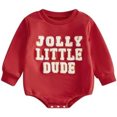 Baby Girl Boy Christmas Clothes Letter Print Sweatshirt Romper Infant Long Sleeve Bubble Romper Winter Outfit