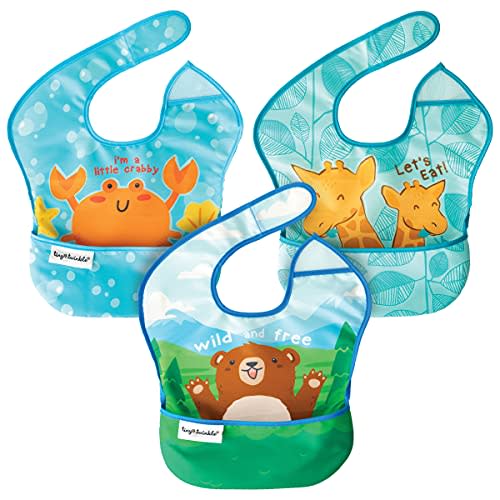 Tiny Twinkle Mess-Proof Baby Bib - Waterproof Bib for Baby Boy or Girl - PFAS, PVC, BPA, Phthalate Free - Baby Food Bibs