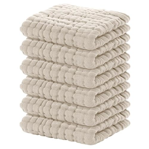 Yoofoss Muslin Baby Washcloths 100% Organic Cotton Face Towels 6 Pack Wash Cloths for Baby 12x12in Soft and Absorbent Baby Wipes (Apricot)