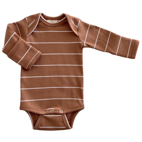 Saddle Stripe / Organic Ribbed Long Sleeve Bodysuit