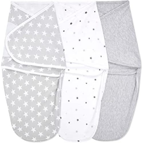 aden + anais, Cotton Knit Baby Wrap, Newborn Wearable Swaddle Blanket, 3 Pack, Twinkle, 0-3 Months