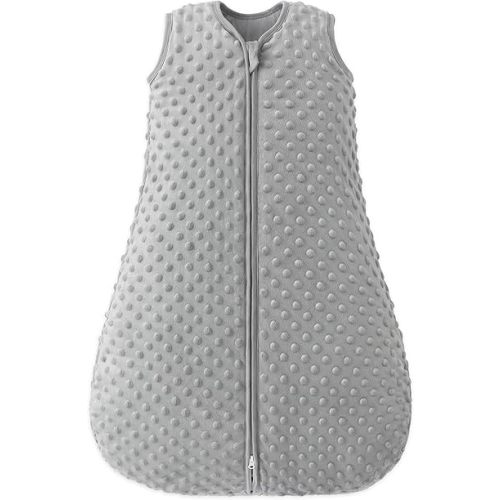 Fleece Baby Sleep Sack 18-24 Months 2.5 Tog with Plush Dots, Winter Baby Wearable Blanket for Infant Toddler Sleeping Sack 2-Way Zipper Warm Sleep Sack, Grey