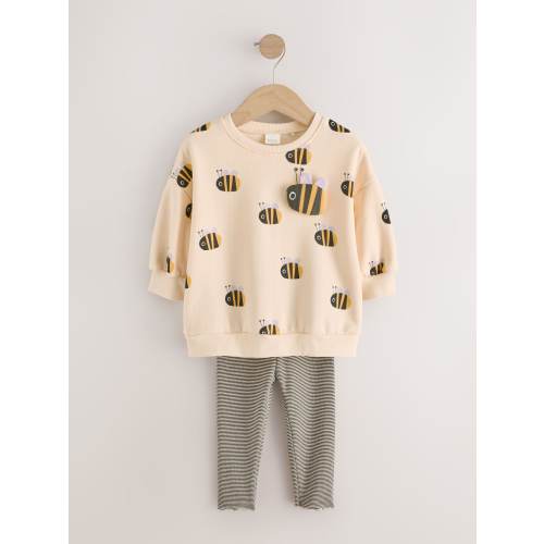 Cream Stripe Bee Sweatshirt and Leggings Set 6-9 or 9-12 months