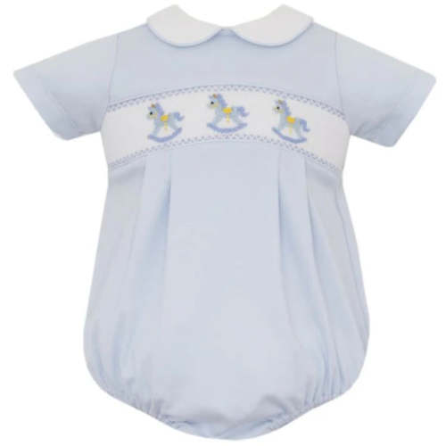 Petit Bebe Rocking Horses Knit Bubble-Lt. Blue