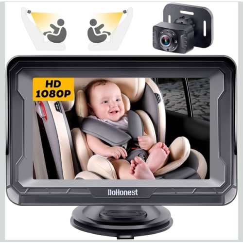 DoHonest Baby Car Camera HD 1080P - Rear-Facing Car Baby Monitor with Night Vision, Adjustable View Angle, Easy Setup, Anti-Glare Display, Safety for Kids & Infants