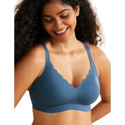 Momcozy Wireless Seamless Bras for Women, Ultra-Comfort Everyday T-Shirt Bras, Breathable Maternity Bras with Scallop Edges