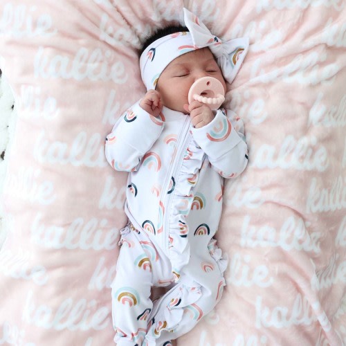 Bonnie's Bright Pastel Rainbows Zipper Ruffle Footie