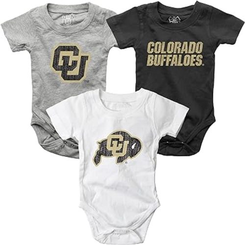 Wes and Willy Baby College Team 3 Pack of Cotton Rompers