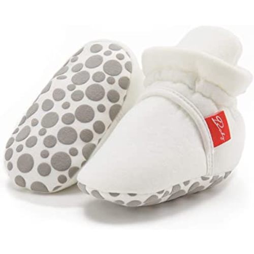 HsdsBebe Unisex Newborn Baby Cotton Booties Non-Slip Sole for Toddler Boys Girls Infant Winter Warm Fleece Cozy Socks Shoes