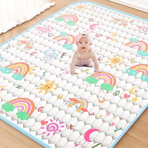Baby Play Mat 79x71 Playpen Mat Baby Play Mats for Floor 0.9" Thicker Soft Baby Playmat Non-Slip Cushioned Baby Crawling Mat Foldable Machine Washable Baby Floor Play Mat for Babies Toddlers Infants