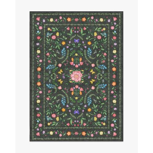Springtime Lullaby Charcoal Multicolor Rug | Ruggable US