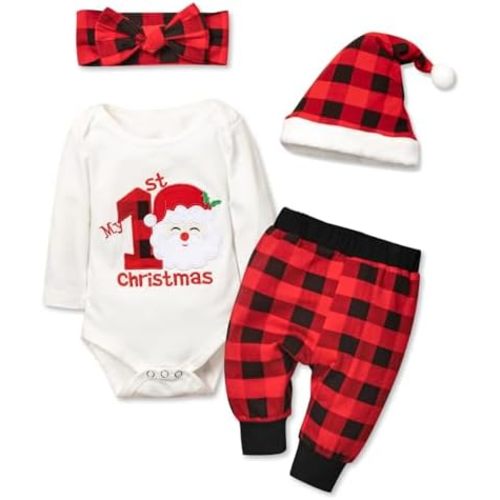 Baby Girl Boy Christmas Outfit My 1st Christmas Baby Boy Infant New Year 4 Pcs Set