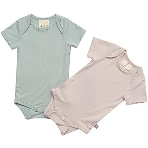 KYTE BABY Unisex Bodysuits, 2-Pack Short Sleeve Baby Bodysuits, 97% Rayon made from Bamboo, 3% Spandex
