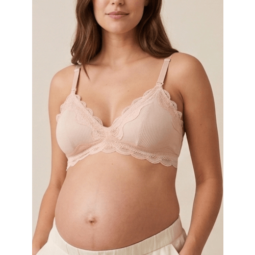 Lace Rib Organic Cotton Nursing Bralette - Blush – MORROW+MINT