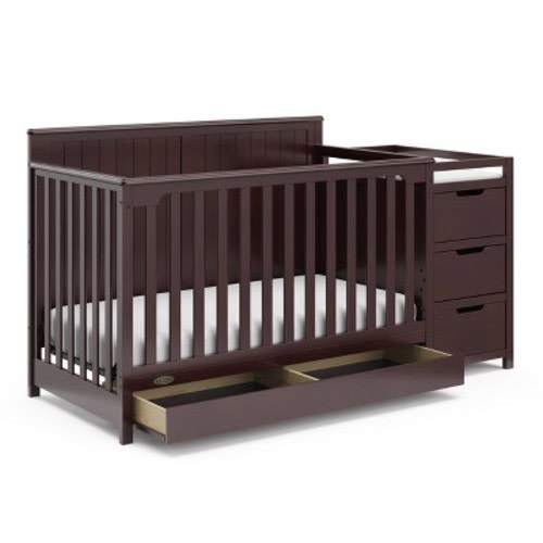 Graco Hadley 5-in-1 Convertible Crib and Changer with Drawer, Color: Espresso