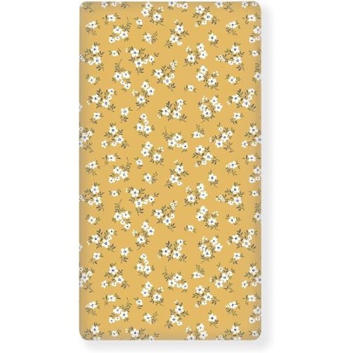 Golden Daisies Vintage Floral Fitted Crib Sheet for Boys Girls Small White Flower Yellow Baby Sheet for Standard Crib and Toddler Nursery Bed Mattress Sheets 28"x52"