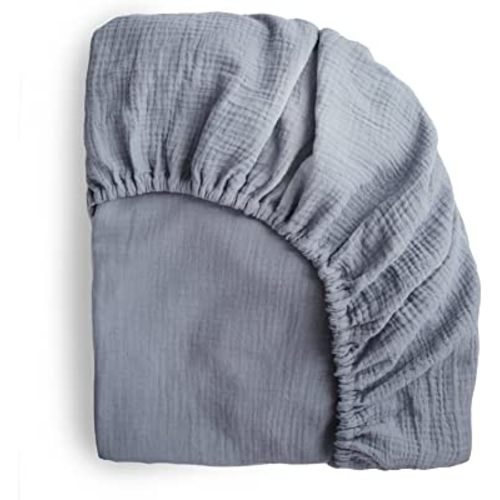 mushie Extra Soft Muslin Fitted Crib Sheet | 192 Thread Count | 28"x 52" (Tradewinds)