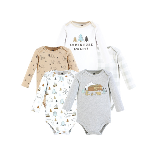 Hudson Baby Cotton Long-Sleeve Bodysuits - 5-Pack, 24 Months