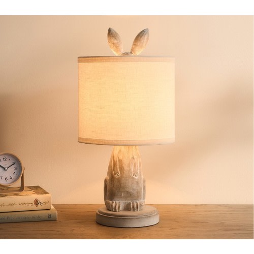 Carved Wood Bunny Table Lamp (18")