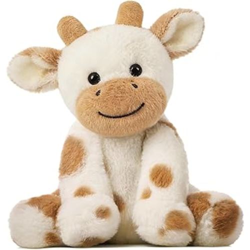 Hopearl Adorable Plush Cow Toy Floppy Dairy Cattle Soft Stuffed Animal Cute Birthday Gifts for Boys Girls Kids Toddlers, Light Brown, 9''