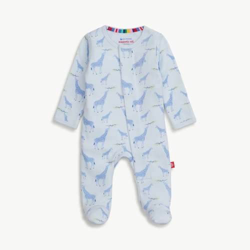 blue jolie giraffe organic cotton magnetic parent favorite footie