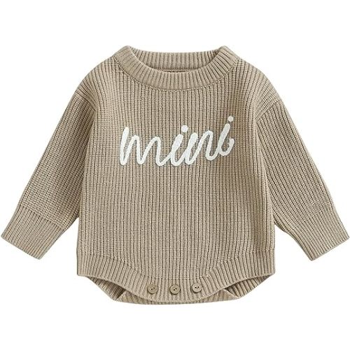 Merqwadd Baby Sweater Boy Girl Winter Clothes Knit Oversize Romper Warm Crewneck Long Sleeve Top Onesie for Toddlers …