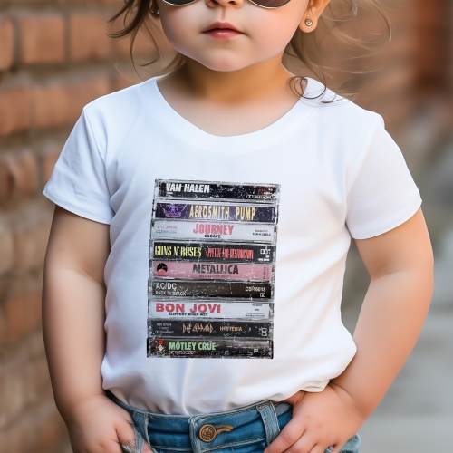 Infant 80s Rock Shirt. Sizing for babies and toddlers. 6 months to 24 months.