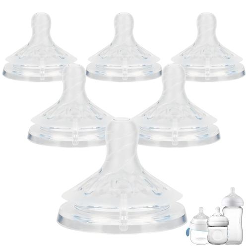 Silicone Bottle Nipples for Philips Avent Natural Baby Bottles,Size 4 Nipple,3m+,Meudim Flow, 6 Count