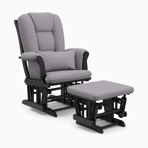 Storkcraft Tuscany Glider and Ottoman - Black/Gray Swirl