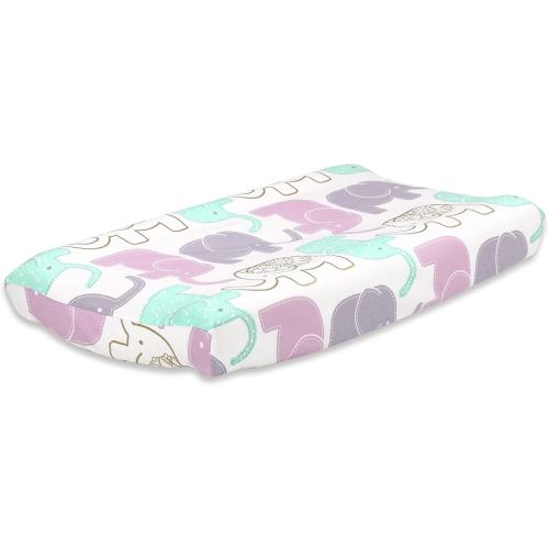Little Peanut Lilac and Gold Elephant Changing Pad Cover by The Peanut Shell