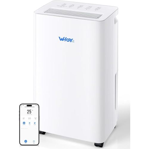 Dehumidifier for Home, 2000 Sq. Ft., Max 50 Pints, 1.6L Tank, App-Controlled, With 4.9 ft Drain Hose,Child Lock, Smart Ideal for Bedrooms & Living Rooms