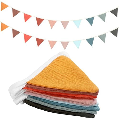 Oudain 17 ft Pennant Banner Flags, 2 Pcs Nursery Garland Triangle Bunting Flag Baby Banner for Nursery Decor Baby Birthday Boho Wedding Shower Party Event, Each 8.5 ft (Mixed Color)