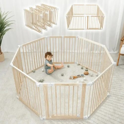 Playpen for Toddler and Babies by Comfy Cubs in Natural Wood – Noble Plants